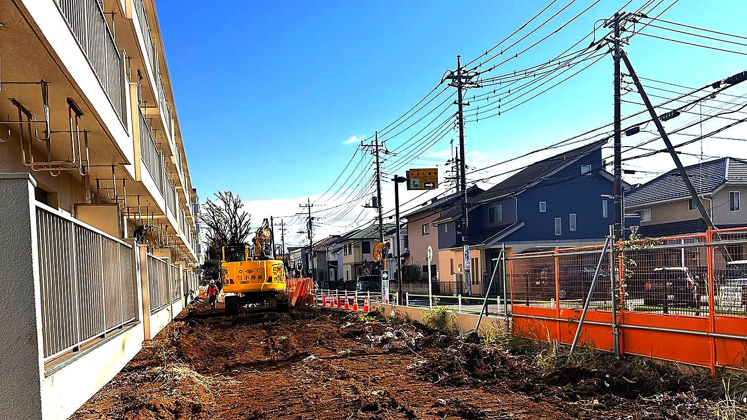 集合住宅の敷地。伐採後に整地